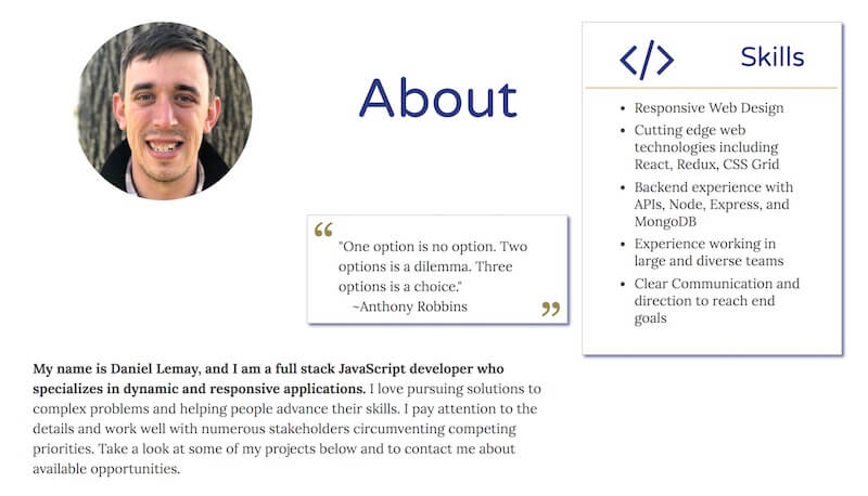 Portfolio About Section Using CSS Grid