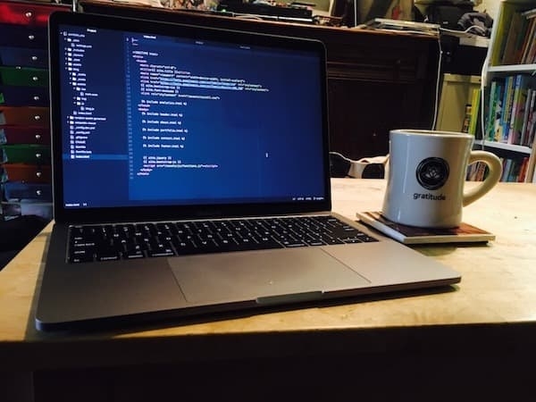 Computer and coffee